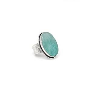 NEW ANJU women's kashi semiprecious oval stone ring in amazonite